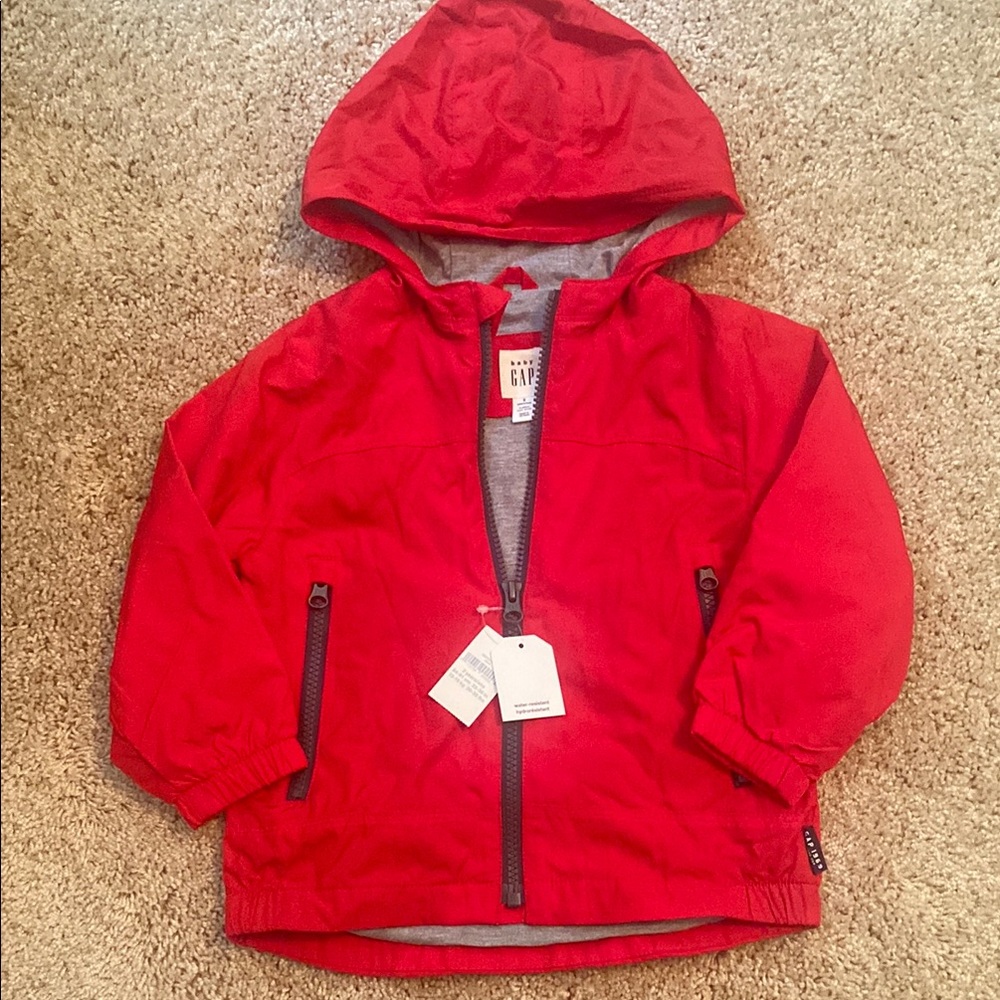 Baby Gap Red Hooded Jacket with Zipper Pockets